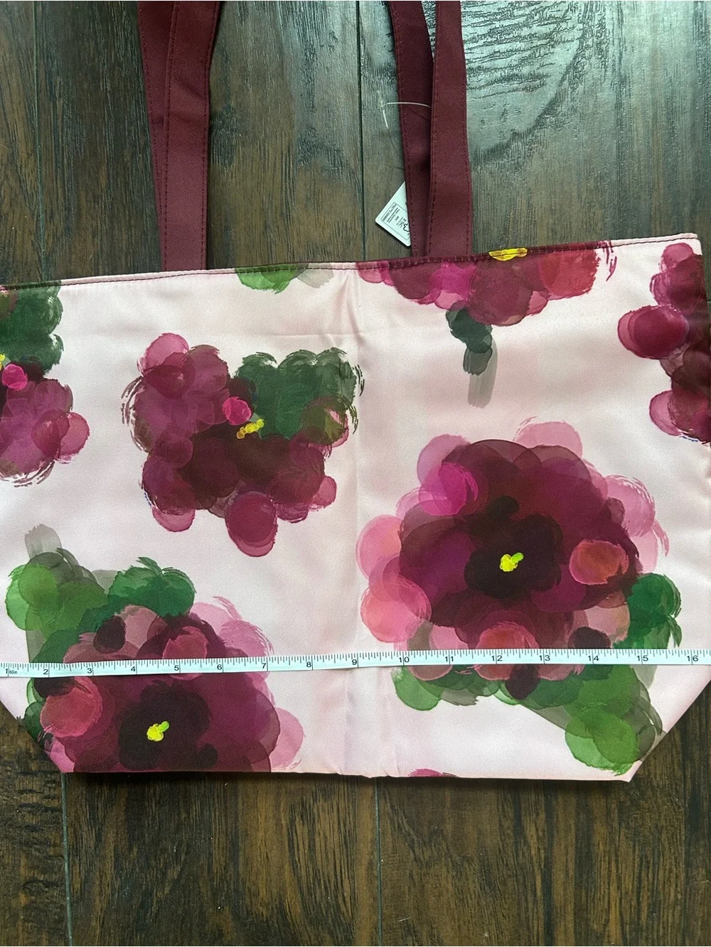 Clinique, Burgundy Floral Tote with Matching Makeup Bag